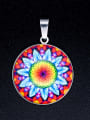 thumb Stainless steel Multicolor Millefiori Glass Round Charm Height : 38mm , Width: 26.5mm 0