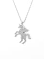 thumb 925 Sterling Silver Cubic Zirconia Animal Cute Horse Pendant Necklace 2