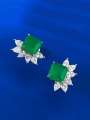 thumb 925 Sterling Silver Cubic Zirconia Square Luxury Cluster Earring 0