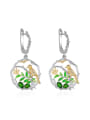 thumb 925 Sterling Silver Natural Stone Leaf Luxury Huggie Earring 1