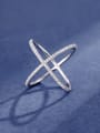 thumb 925 Sterling Silver Cubic Zirconia Cross Minimalist Band Ring 0