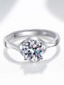 thumb 925 Sterling Silver Moissanite Flower Dainty Band Ring 2