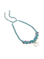 thumb Shell Cotton Rope Beads Geometric Bohemia Hand-Woven  Long Strand Necklace 0
