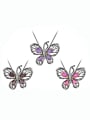 thumb 925 Sterling Silver Garnet  Vintage Butterfly Pendant Necklace 0