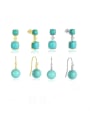 thumb 925 Sterling Silver Turquoise Geometric Dainty Drop Earring 0