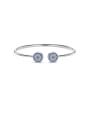 thumb 925 Sterling Silver Cubic Zirconia Evil Eye Dainty Cuff Bangle 0