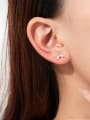 thumb 925 Sterling Silver Cubic Zirconia Flower Dainty Stud Earring 1