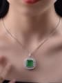 thumb 925 Sterling Silver High Carbon Diamond Green Geometric Vintage Necklace 1
