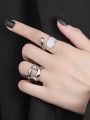 thumb 925 Sterling Silver Enamel Geometric Minimalist Band Ring 1