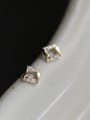 thumb 925 Sterling Silver Cubic Zirconia Square Dainty Stud Earring 1