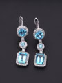 thumb 925 Sterling Silver Natural Color Treasure Topaz Geometric Luxury Drop Earring 1