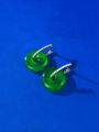 thumb 925 Sterling Silver Jade Geometric Vintage Drop Safety Buckle Earrings 1