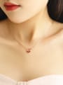 thumb 925 Sterling Silver Cubic Zirconia Red Geometric Dainty Necklace 1