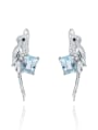 thumb 925 Sterling Silver Natural Stone Bird Classic Stud Earring 1