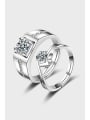 thumb 925 Sterling Silver Cubic Zirconia Geometric Dainty Couple Ring 0
