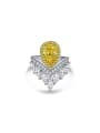 thumb 925 Sterling Silver High Carbon Diamond Yellow Crown Luxury Ring 0