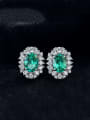 thumb 925 Sterling Silver High Carbon Diamond Green Geometric Luxury Stud Earring 0
