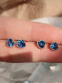 thumb 925 Sterling Silver Sapphire Blue Heart Dainty Stud Earring 1