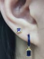 thumb 925 Sterling Silver Cubic Zirconia Enamel Geometric Minimalist Huggie Earring 2