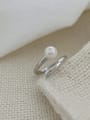 thumb 925 Sterling Silver Freshwater Pearl Geometric Dainty Band Ring 2
