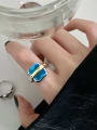 thumb 925 Sterling Silver Sapphire Geometric Vintage Band Ring 1