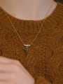 thumb 925 Sterling Silver Cubic Zirconia Green Water Drop Vintage Necklace 1