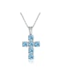 thumb 925 Sterling Silver Swiss Blue Topaz Cross Luxury Regligious Necklace 0