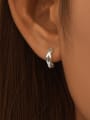 thumb 925 Sterling Silver Geometric Minimalist Huggie Earring 1