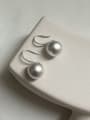 thumb 925 Sterling Silver Imitation Pearl Geometric Minimalist Hook Earring 2