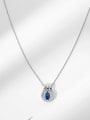thumb 925 Sterling Silver Sapphire Blue Geometric Variety of wearing methods Dainty Necklace 1
