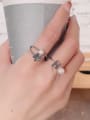 thumb 925 Sterling Silver Imitation Pearl Flower Vintage Stackable Ring 1