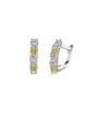 thumb 925 Sterling Silver Cubic Zirconia Geometric Dainty Huggie Earring 0