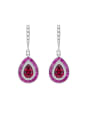 thumb 925 Sterling Silver High Carbon Diamond Water Drop Long Luxury Cluster Earring 0
