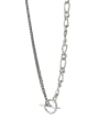 thumb 925 Sterling Silver Geometric Vintage Asymmetrical  Hollow Chain Necklace 2