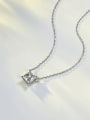 thumb 925 Sterling Silver High Carbon Diamond Square Minimalist Necklace 1