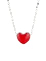 thumb 925 Sterling Silver Enamel discoloration Heart Minimalist Necklace 0