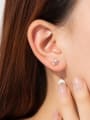 thumb 925 Sterling Silver Cubic Zirconia Geometric Dainty Stud Earring 1