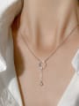 thumb 925 Sterling Silver Cubic Zirconia Geometric Dainty Lariat Necklace 1