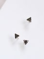thumb 925 Sterling Silver Cubic Zirconia Black Triangle Dainty Stud Earring 2