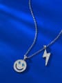 thumb 925 Sterling Silver Cubic Zirconia Smiley Lightning Luxury Necklace 1
