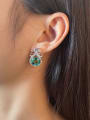 thumb 925 Sterling Silver High Carbon Diamond Green Geometric Luxury Stud Earring 1