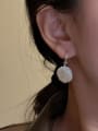 thumb 925 Sterling Silver Shell Geometric Vintage Huggie Earring 1