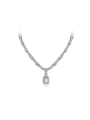 thumb 925 Sterling Silver High Carbon Diamond White Geometric Luxury Lariat Necklace 0