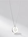 thumb 925 Sterling Silver Minimalist  Sunflower Round Card Pendant Necklace 0