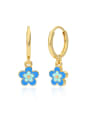 thumb 925 Sterling Silver Enamel Flower Minimalist Huggie Earring 2