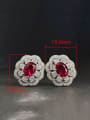 thumb 925 Sterling Silver High Carbon Diamond Red Flower Luxury Stud Earring 2