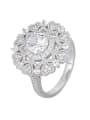 thumb 925 Sterling Silver Cubic Zirconia Flower Luxury Band Ring 3