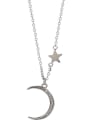 thumb 925 Sterling Silver Rhinestone Star Moon Dainty Necklace 0