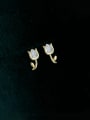 thumb 925 Sterling Silver Cubic Zirconia Flower Dainty Stud Earring 2