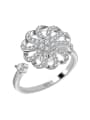 thumb 925 Sterling Silver Cubic Zirconia Rotate Flower Hip Hop Band Ring 3